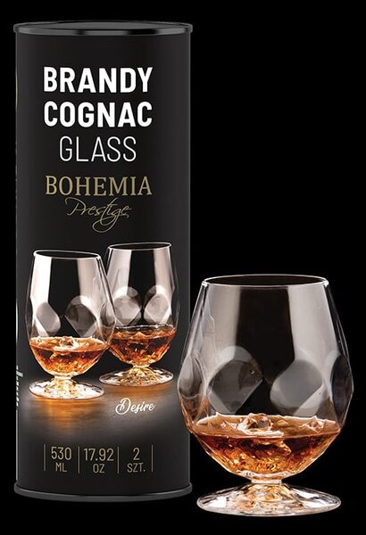 BOHEMIA PRESTIGE DESIRE POHÁR NA KOŇAK V TUBE 530 ML SADA 2KS