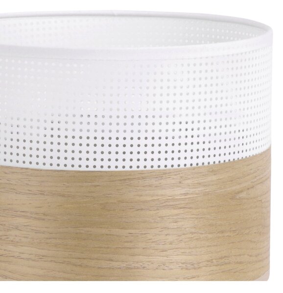 Závesné svietidlo Wood, 1x dýha zlatý dub/biele PVC tienidlo, (fi 20cm)