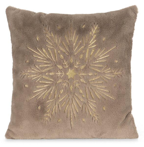 CHLPATÁ VIANOČNÁ DEKORAČNÁ OBLIEČKA NA VANKÚŠ SNOWFLAKE 45X45 CM BÉŽOVÁ