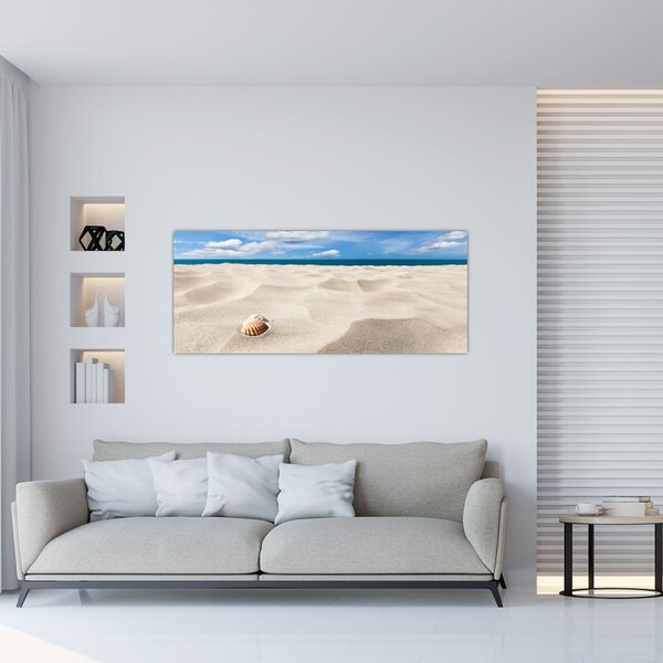 Obraz - Mušle na pláži (120x50 cm)