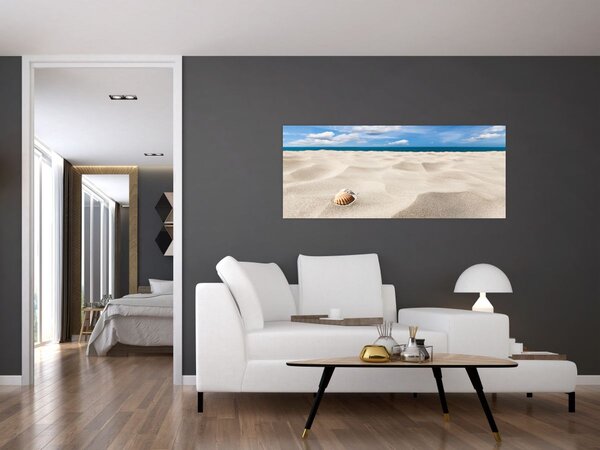 Obraz - Mušle na pláži (120x50 cm)