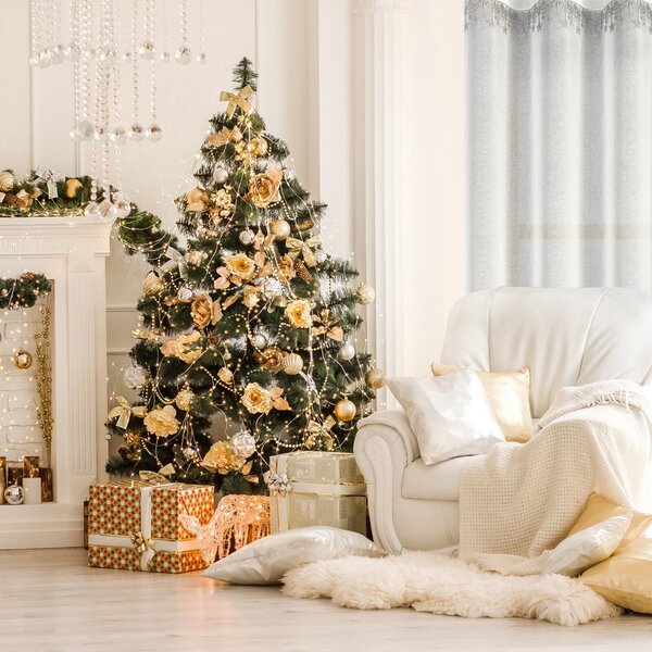 VIANOČNÁ ZÁCLONA NA KRÚŽKOCH XMAS 140X250 CM HVIEZDY