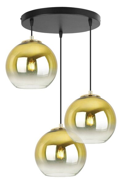 Závesné svietidlo Bergen Gold, 3x zlaté/transparentné sklenené tienidlo (fi 20cm), o
