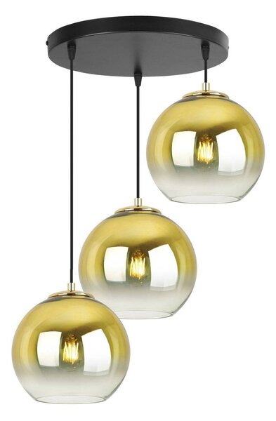 Závesné svietidlo Bergen Gold, 3x zlaté/transparentné sklenené tienidlo (fi 20cm), o