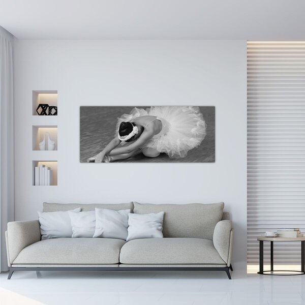 Obraz - Baletka, čiernobiela (120x50 cm)