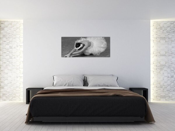 Obraz - Baletka, čiernobiela (120x50 cm)