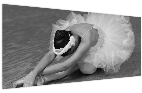Obraz - Baletka, čiernobiela (120x50 cm)