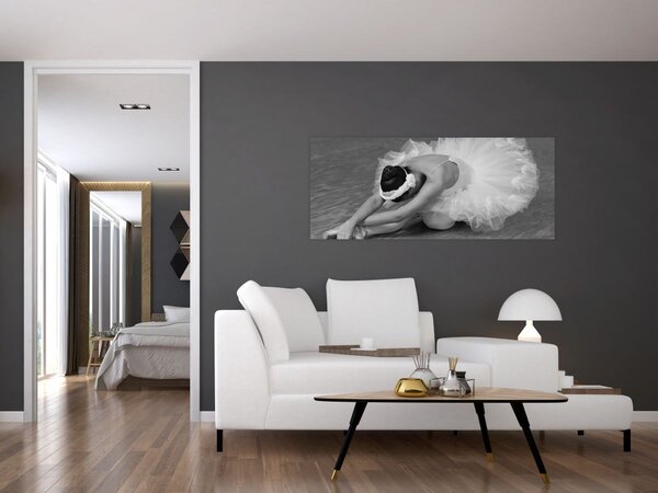 Obraz - Baletka, čiernobiela (120x50 cm)