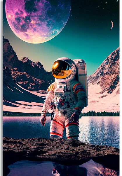 Obraz astronaut na povrchu neznámej planéty