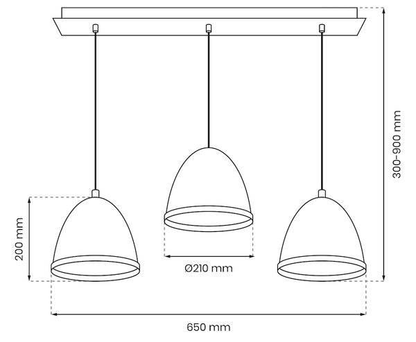 Závesné svietidlo Studio, 3x drevené/biele kovové tienidlo, (fi 21cm), w/br