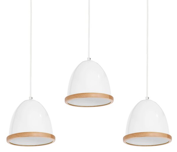 Závesné svietidlo Studio, 3x drevené/biele kovové tienidlo, (fi 21cm), w/br