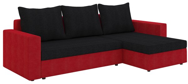Rohová sedačka s rozkladom a úložným priestorom Lucca L/P - čierna / červená