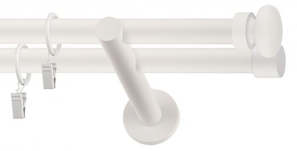 Dekorstudio Garniža dvojradová FLAT biela-matná 19mm Dĺžka: 140cm, Typ príslušenstva: Krúžky tiché so štipcami