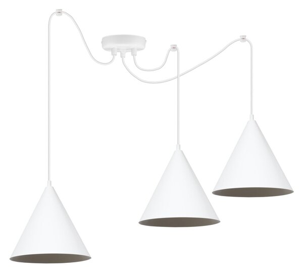 Závesné svietidlo Soho Spider, 3x biele kovové tienidlo, (fi 25cm)