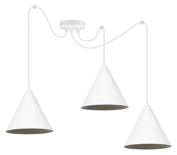 Závesné svietidlo Soho Spider, 3x biele kovové tienidlo, (fi 25cm)