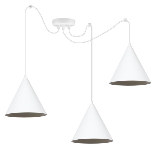 Závesné svietidlo Soho Spider, 3x biele kovové tienidlo, (fi 25cm)
