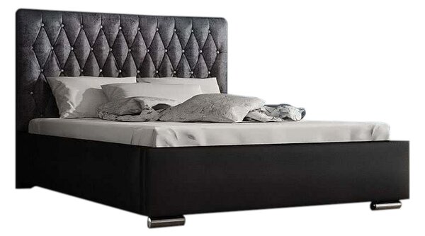 Čalúnená posteľ REBECA + rošt + matrac, Siena05 s kryštálom/Dolaro08, 180x200