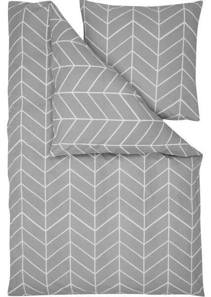 Sivé flanelové obliečky na jednolôžko Westwing Collection Yule, 155×220 cm
