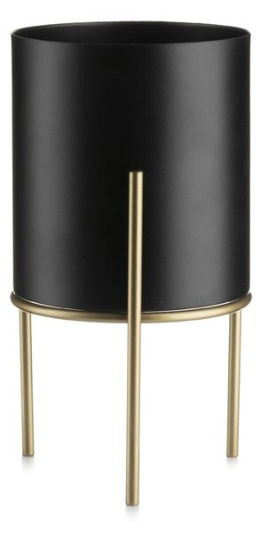 KOVOVÝ KVETINÁČ SO STOJANOM LOFT 20X12 CM ČIERNA/ZLATÁ