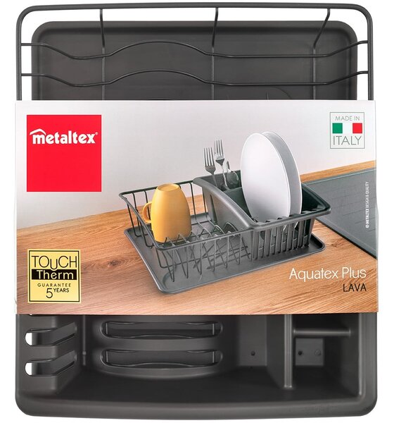 Antracitovosivý odkvapávač z antikoro ocele Metaltex Aquatexplus Lava