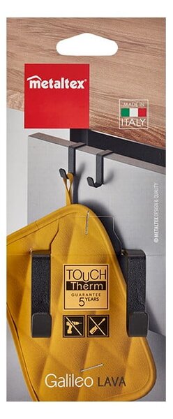 Čierny závesný dvojitý háčik Metaltex Galileo Lava