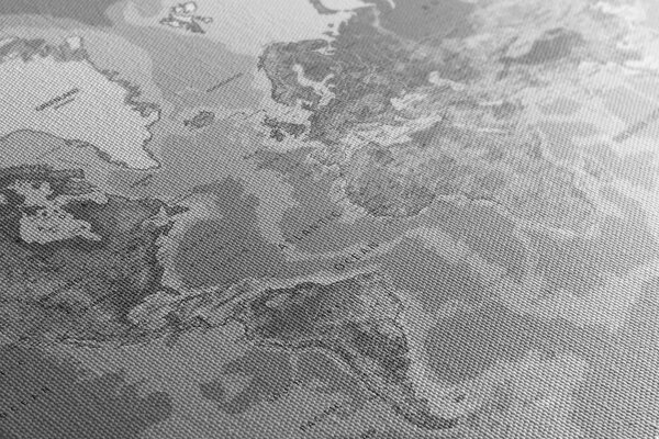 Obraz na korku klasická mapa sveta v čiernobielom prevedení