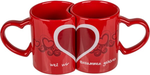 GiftyCity Hrnčeky pre zamilovaných, Weil wir zusammen gehören, červené, 2x 250 ml
