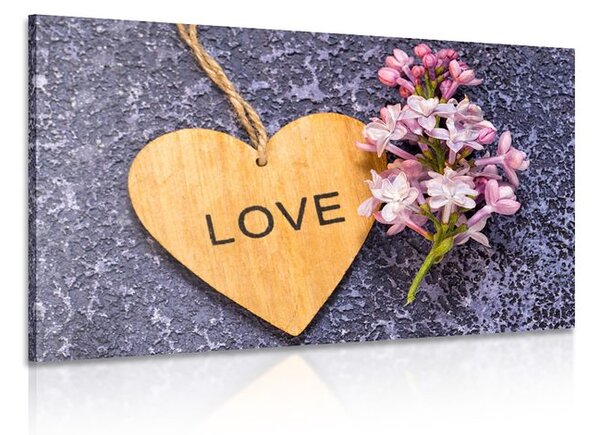 Obraz drevené srdce s nápisom Love
