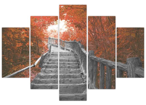 Obraz - Schody v prírode, oranžová (150x105 cm)