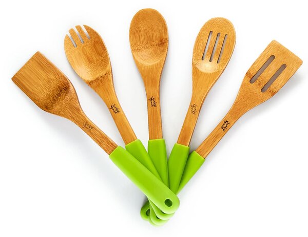 Klarstein Kuchynské príslušenstvo, súprava 5 kusov, obracačka, silikónové rúčky, ekologické, bambus