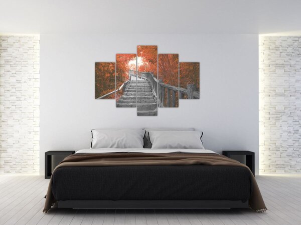 Obraz - Schody v prírode, oranžová (150x105 cm)