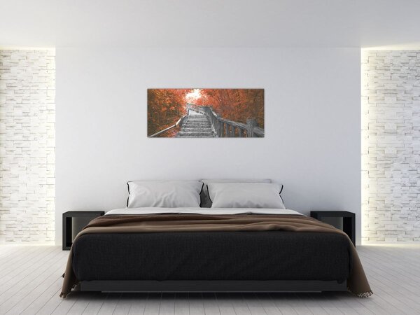 Obraz - Schody v prírode, oranžová (120x50 cm)