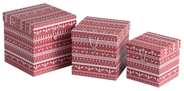 Vianočné krabice darčekové červené 3ks set CHRISTMAS AKCIA