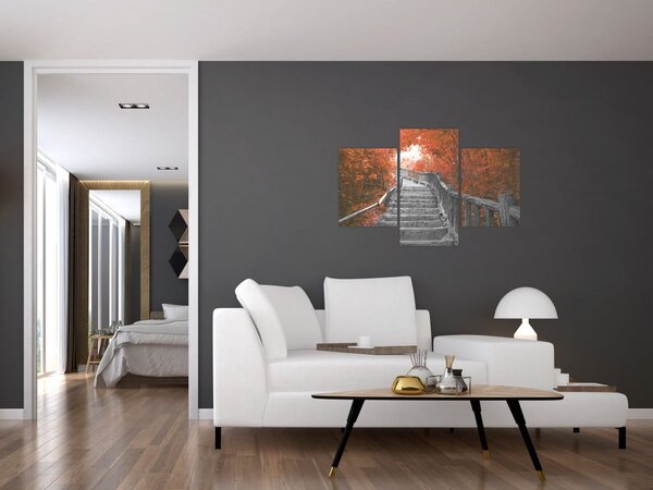 Obraz - Schody v prírode, oranžová (90x60 cm)