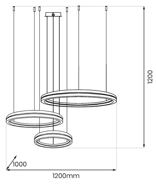 Závesné LED svietidlo Gravity, 3x LED 108w, 4000k, b