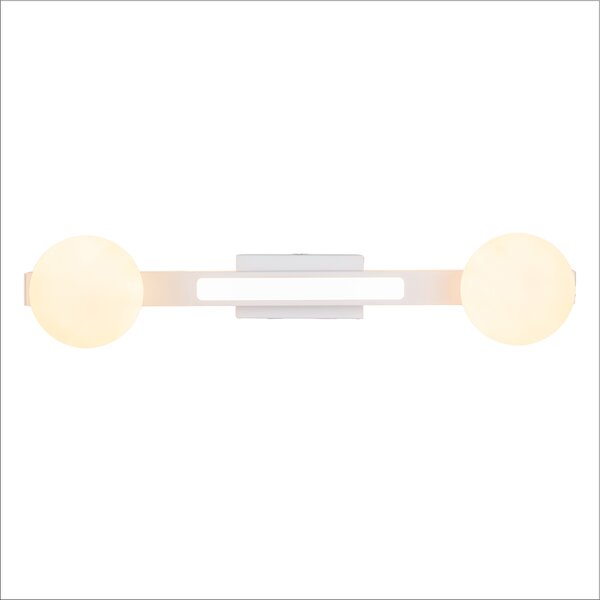 Nástenné svietidlo Magnet1, 2x biele sklenené tienidlo + 1x LED 13W, w