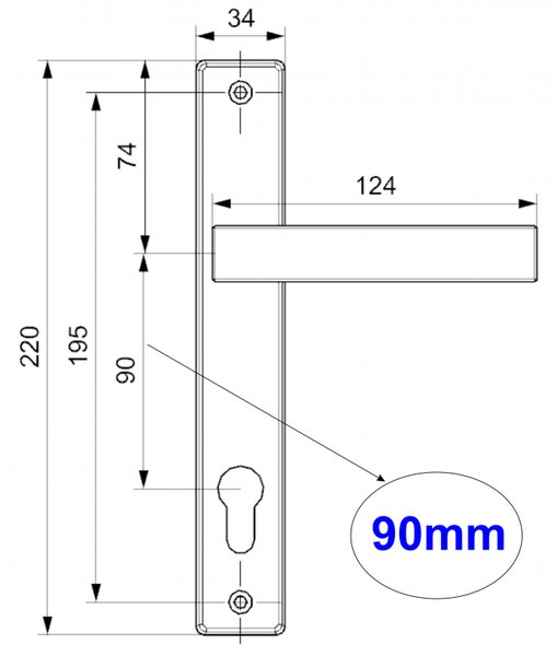 K05 kľučka na bránu čierna, Čierna 90mm na Vložku