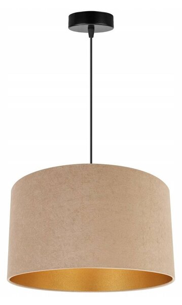 Závesné svietidlo Mediolan, 1x tmavobéžové/zlaté textilné tienidlo, (fi 35cm)