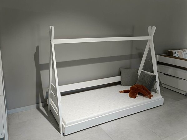 Drevená detská posteľ domček Teepee - 2 veľkosti - biela Rozmer: 90x200