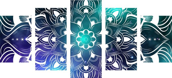 5-dielny obraz moderná Mandala s orientálnym vzorom
