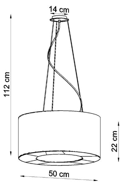 Závesné svietidlo Saturno, 1x čierne textilné tienidlo, (biely plast), (fi 50 cm)