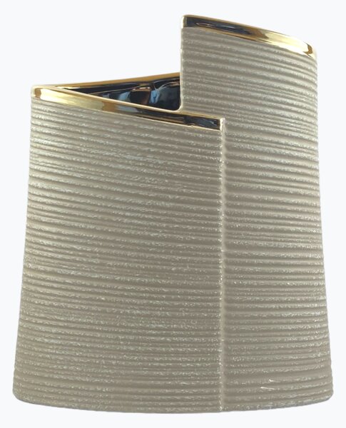 Moderná keramická váza sivo zlatá 19cm