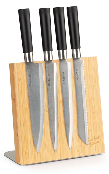 Klarstein Stojan na nože, šikmý, magnetický, na 4-6 nožov, bambus, nehrdzavejúca oceľ
