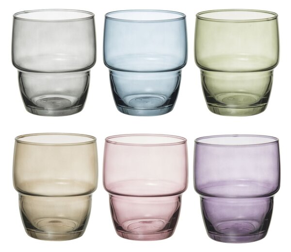 Sklenený pohár na vodu Colors 280 ml sada 6ks