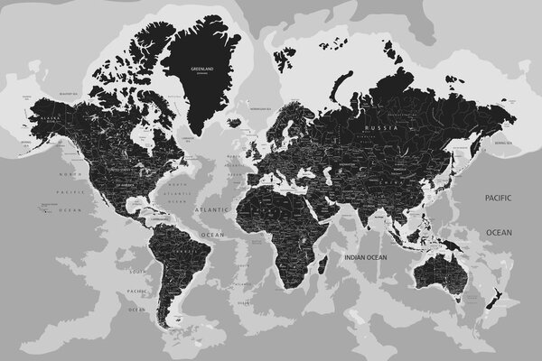 Obraz na korku moderná čiernobiela mapa