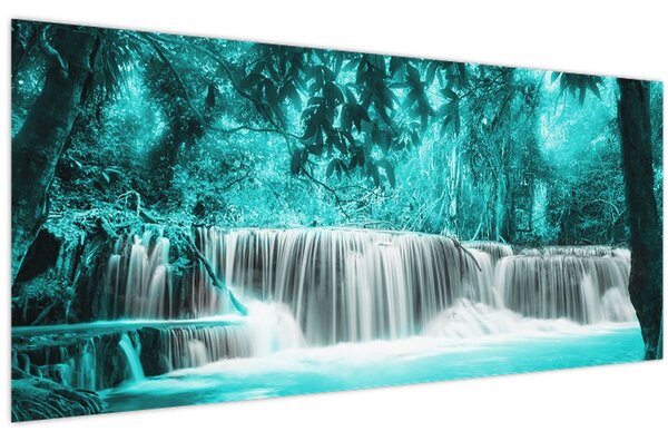 Obraz - Modrý vodopád (120x50 cm)