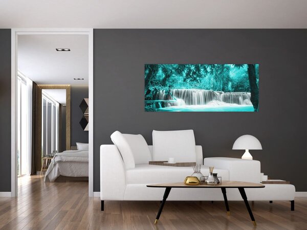 Obraz - Modrý vodopád (120x50 cm)