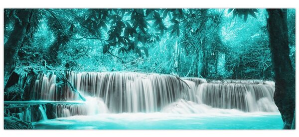 Obraz - Modrý vodopád (120x50 cm)