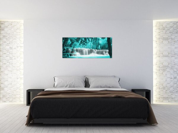 Obraz - Modrý vodopád (120x50 cm)