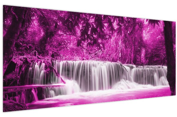 Obraz - fialový, vodopád (120x50 cm)